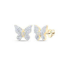 Load image into Gallery viewer, 10kt Golden Wings Diamond Earrings: A Whimsical Flutter of Brilliance product  Top View from Splendid Jewellery