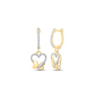 10kt Golden Whimsy: Round Diamond Butterfly Heart Dangle Earrings product  Top View from Splendid Jewellery