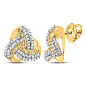 Earrings | 10kt Yellow Gold Womens Round Diamond Celtic Knot Stud Earrings 1/4 Cttw | Splendid Jewellery GND