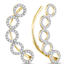 Load image into Gallery viewer, Splendid Jewellery 10kt Yellow Gold Diamond Circle Climber Earrings product  Top View from Splendid Jewellery