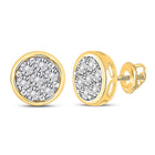 Radiant Brilliance: 10kt Yellow Gold Womens Round Diamond Circle Cluster Earrings 1/20 Cttw product  Top View from Splendid Jewellery