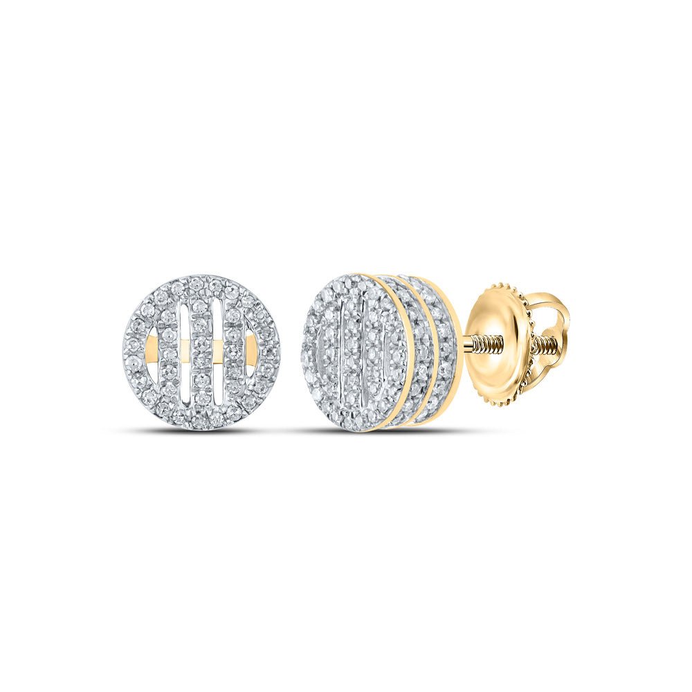 Earrings | 10kt Yellow Gold Womens Round Diamond Circle Earrings 1/2 Cttw | Splendid Jewellery GND