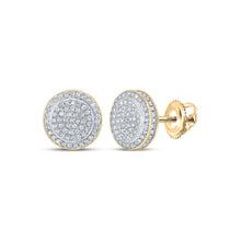 Load image into Gallery viewer, Radiant Brilliance: 10kt Yellow Gold Women&#39;s Round Diamond Circle Earrings product  Top View from Splendid Jewellery