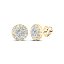 Load image into Gallery viewer, Radiant Circles of Elegance: 10kt Yellow Gold Diamond Earrings product  Top View from Splendid Jewellery