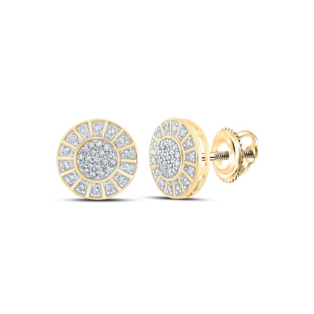 Earrings | 10kt Yellow Gold Womens Round Diamond Circle Earrings 1/3 Cttw | Splendid Jewellery GND