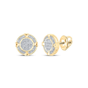 Earrings | 10kt Yellow Gold Womens Round Diamond Circle Earrings 1/6 Cttw | Splendid Jewellery GND