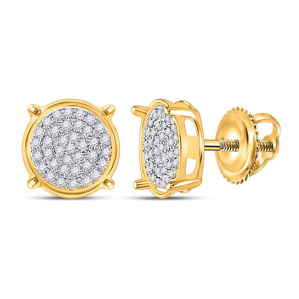 Earrings | 10kt Yellow Gold Womens Round Diamond Circle Earrings 1/8 Cttw | Splendid Jewellery GND