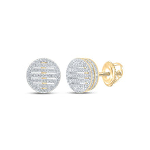 Load image into Gallery viewer, Radiant Glow: 10kt Yellow Gold Women&#39;s Round Diamond Circle Earrings product  Top View from Splendid Jewellery