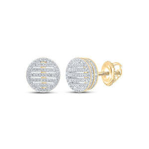 Earrings | 10kt Yellow Gold Womens Round Diamond Circle Earrings 3/4 Cttw | Splendid Jewellery GND