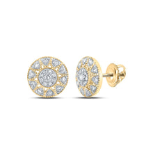 Load image into Gallery viewer, 10kt Golden Elegance Diamond Circle Earrings product  Top View from Splendid Jewellery