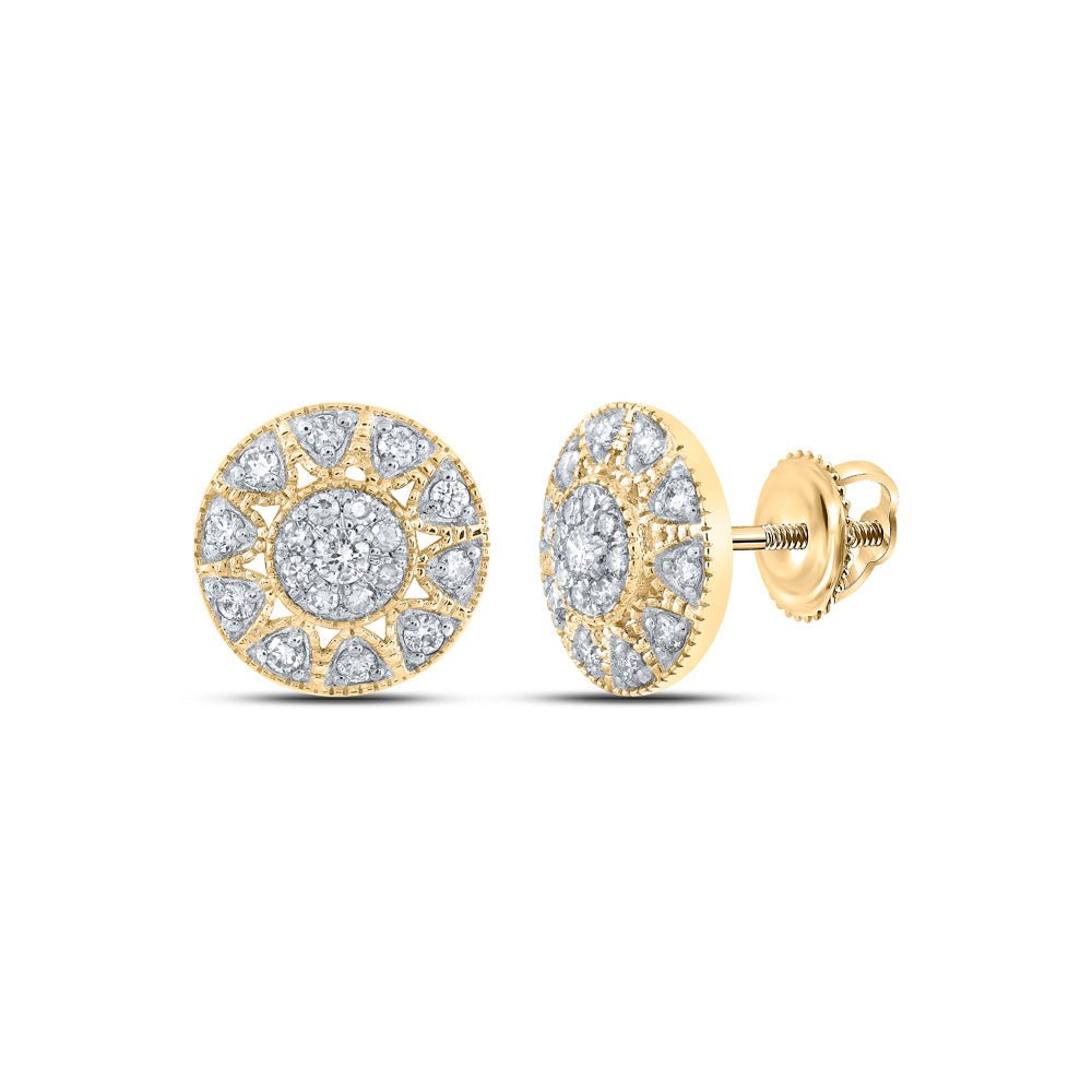 Earrings | 10kt Yellow Gold Womens Round Diamond Circle Earrings 3/8 Cttw | Splendid Jewellery GND