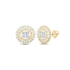 Radiant Glow: 10kt Yellow Gold Womens Round Diamond Circle Earrings 7/8 Cttw product  Top View from Splendid Jewellery