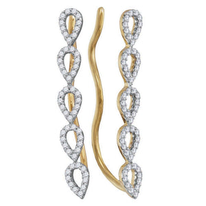 Earrings | 10kt Yellow Gold Womens Round Diamond Climber Earrings 1/4 Cttw | Splendid Jewellery GND