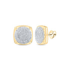 Radiant Brilliance: 10kt Yellow Gold Womens Round Diamond Cluster Earrings 1 Cttw product  Top View from Splendid Jewellery