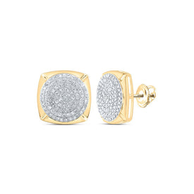 Radiant Brilliance: 10kt Yellow Gold Womens Round Diamond Cluster Earrings 1 Cttw product  Top View from Splendid Jewellery