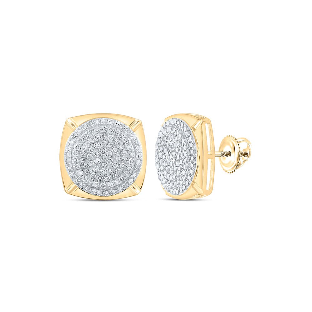 Earrings | 10kt Yellow Gold Womens Round Diamond Cluster Earrings 1 Cttw | Splendid Jewellery GND