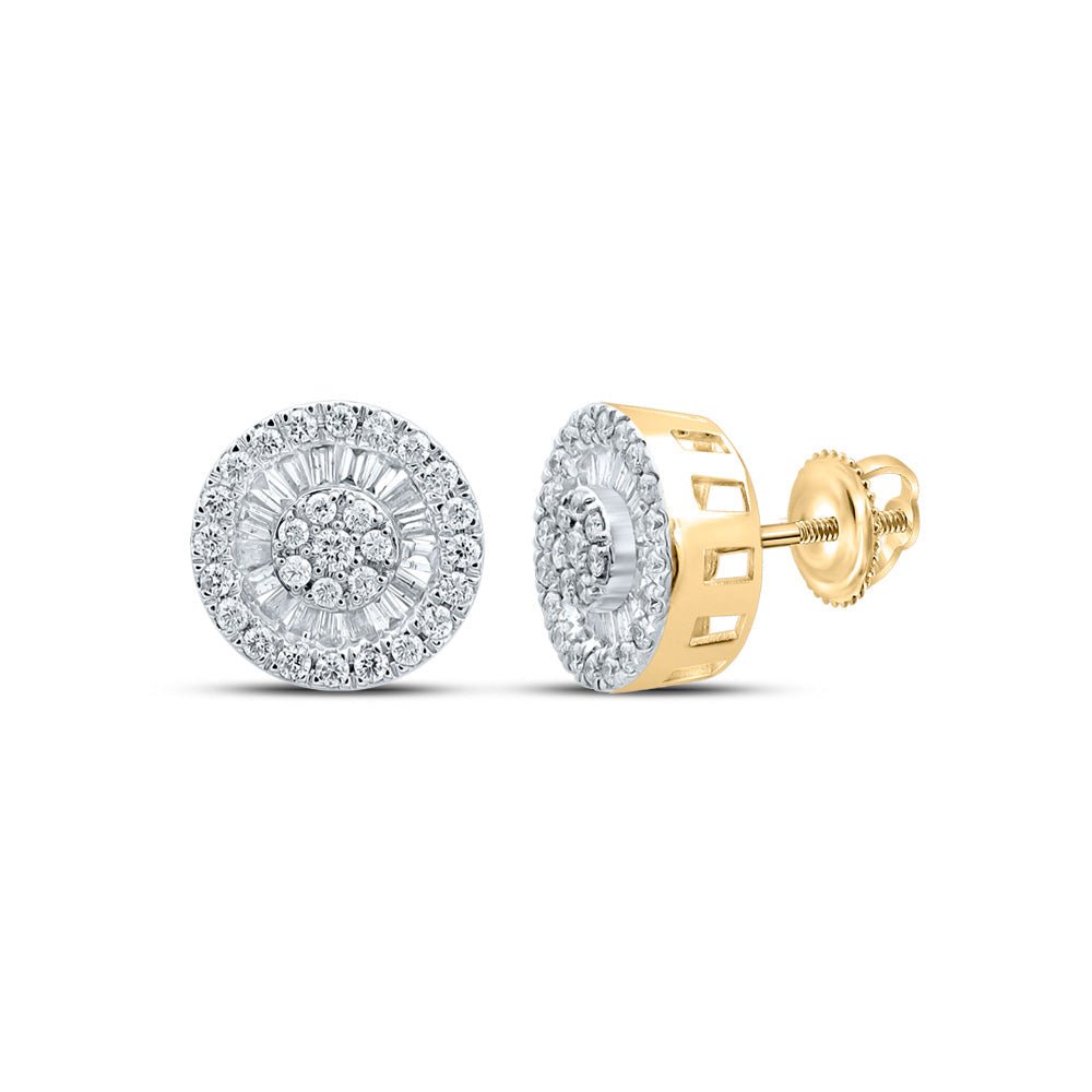 Earrings | 10kt Yellow Gold Womens Round Diamond Cluster Earrings 1 Cttw | Splendid Jewellery GND