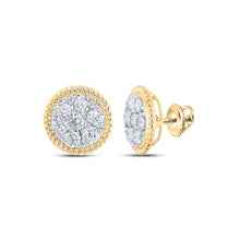 Load image into Gallery viewer, 10kt Yellow Gold Women&#39;s Mesmerizing Diamond Cluster Earrings product  Top View from Splendid Jewellery