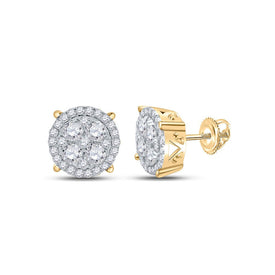 10kt Yellow Gold Sparkling Diamond Cluster Earrings - A Radiant Treasure product  Top View from Splendid Jewellery