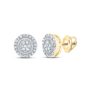 Earrings | 10kt Yellow Gold Womens Round Diamond Cluster Earrings 1/10 Cttw | Splendid Jewellery GND