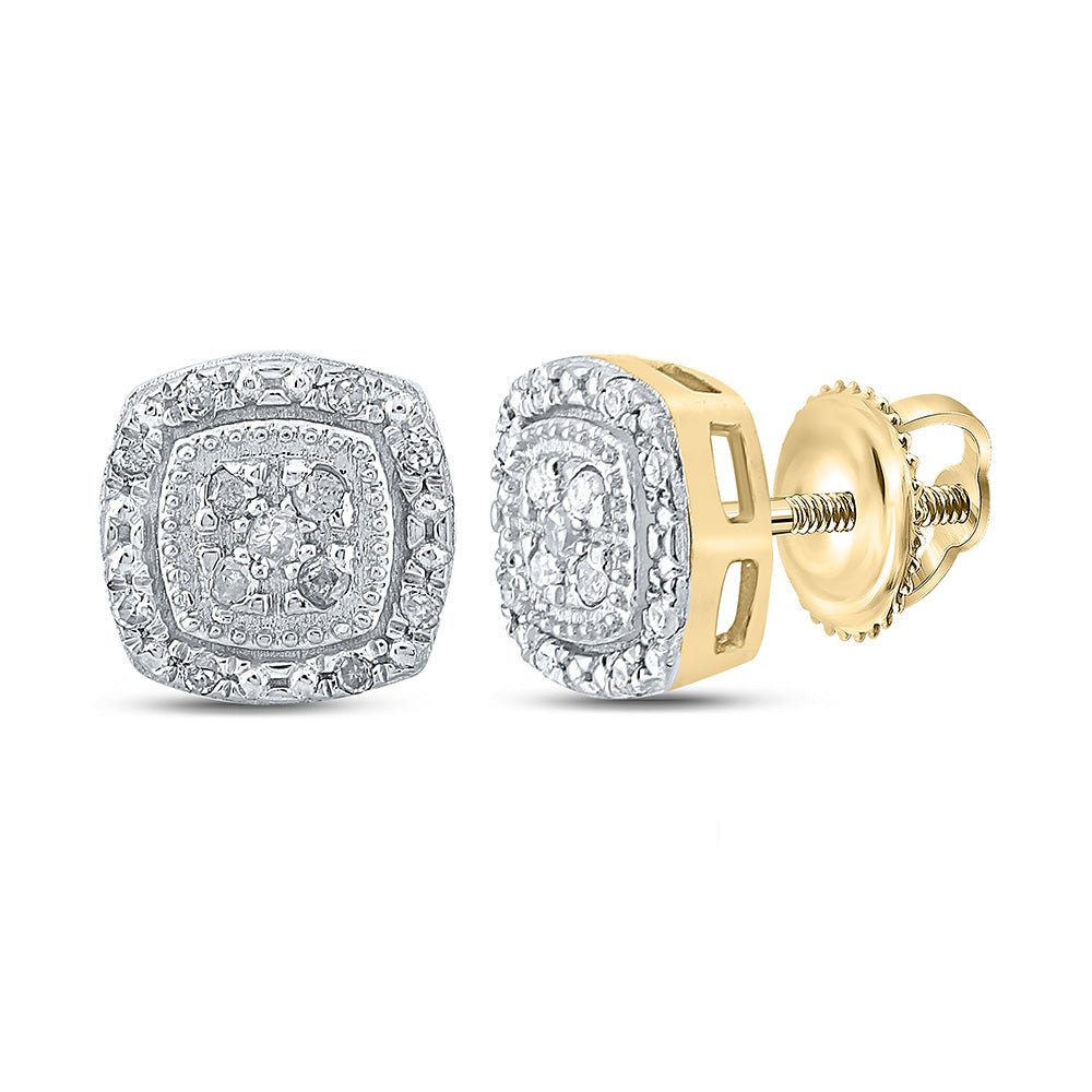 Earrings | 10kt Yellow Gold Womens Round Diamond Cluster Earrings 1/10 Cttw | Splendid Jewellery GND