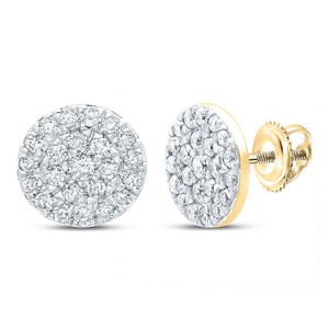 Earrings | 10kt Yellow Gold Womens Round Diamond Cluster Earrings 1/2 Cttw | Splendid Jewellery GND