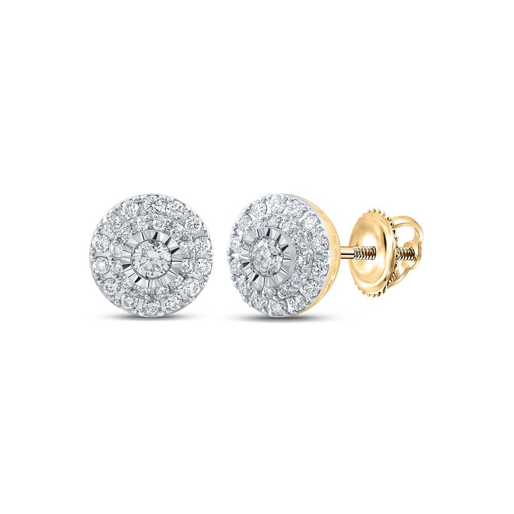 Earrings | 10kt Yellow Gold Womens Round Diamond Cluster Earrings 1/2 Cttw | Splendid Jewellery GND