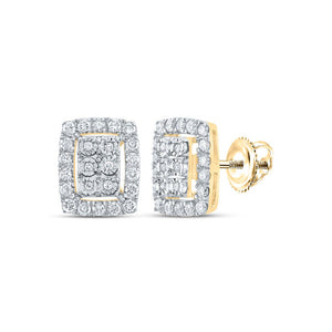 Earrings | 10kt Yellow Gold Womens Round Diamond Cluster Earrings 1/2 Cttw | Splendid Jewellery GND