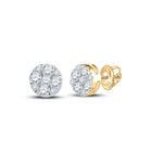 Radiant Brilliance: 10kt Yellow Gold Womens Round Diamond Cluster Earrings 1/2 Cttw product  Top View from Splendid Jewellery