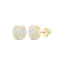 Load image into Gallery viewer, Radiant Cluster Brilliance: 10kt Yellow Gold Womens Round Diamond Earrings 1/2 Cttw product  Top View from Splendid Jewellery