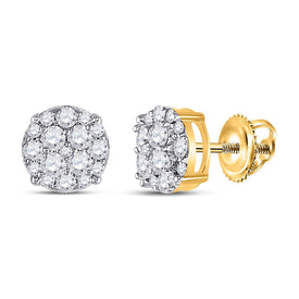 Radiant Gold Diamond Cluster Earrings: A Captivating Display of Brilliance product  Top View from Splendid Jewellery
