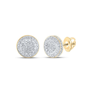 Earrings | 10kt Yellow Gold Womens Round Diamond Cluster Earrings 1/3 Cttw | Splendid Jewellery GND