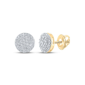 Earrings | 10kt Yellow Gold Womens Round Diamond Cluster Earrings 1/3 Cttw | Splendid Jewellery GND