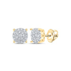 Captivating Cluster of Brilliance: 10kt Yellow Gold Womens Round Diamond Cluster Earrings product  Top View from Splendid Jewellery