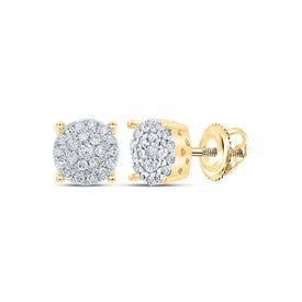 Captivating Cluster of Brilliance: 10kt Yellow Gold Womens Round Diamond Cluster Earrings product  Top View from Splendid Jewellery
