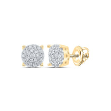 Load image into Gallery viewer, Captivating Clustered Brilliance: 10kt Yellow Gold Womens Round Diamond Earrings product  Top View from Splendid Jewellery