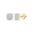 Captivating Clustered Brilliance: 10kt Yellow Gold Womens Round Diamond Earrings product  Top View from Splendid Jewellery