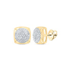 Radiant Sparkle: 10kt Yellow Gold Womens Round Diamond Cluster Earrings 1/4 Cttw product  Top View from Splendid Jewellery