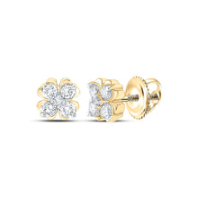 Load image into Gallery viewer, Dazzling Diamond Cluster Earrings in 10kt Yellow Gold product  Top View from Splendid Jewellery