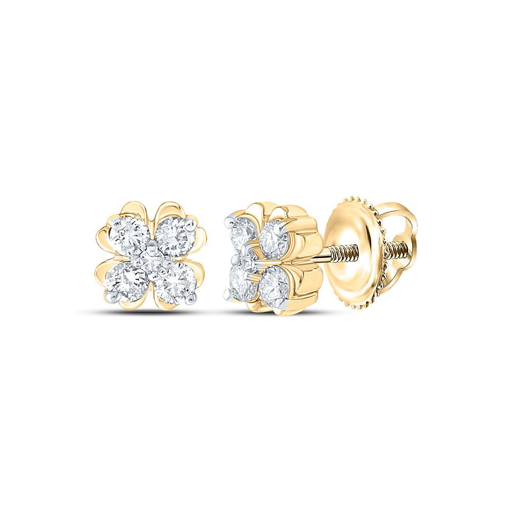 Earrings | 10kt Yellow Gold Womens Round Diamond Cluster Earrings 1/4 Cttw | Splendid Jewellery GND