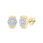 Radiant Brilliance: 10kt Yellow Gold Womens Round Diamond Cluster Earrings 1/4 Cttw product  Top View from Splendid Jewellery