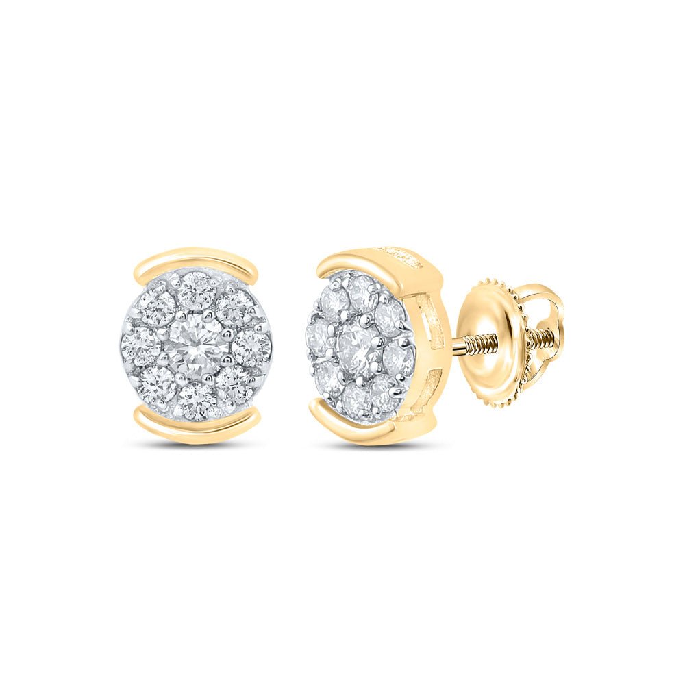 Earrings | 10kt Yellow Gold Womens Round Diamond Cluster Earrings 1/4 Cttw | Splendid Jewellery GND