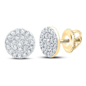 Earrings | 10kt Yellow Gold Womens Round Diamond Cluster Earrings 1/4 Cttw | Splendid Jewellery GND