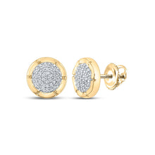 Load image into Gallery viewer, Radiant Brilliance: 10kt Yellow Gold Womens Round Diamond Cluster Earrings 1/5 Cttw product  Top View from Splendid Jewellery