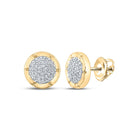 Radiant Brilliance: 10kt Yellow Gold Womens Round Diamond Cluster Earrings 1/5 Cttw product  Top View from Splendid Jewellery