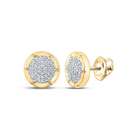 Radiant Brilliance: 10kt Yellow Gold Womens Round Diamond Cluster Earrings 1/5 Cttw product  Top View from Splendid Jewellery