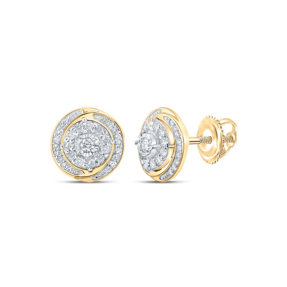 Earrings | 10kt Yellow Gold Womens Round Diamond Cluster Earrings 1/5 Cttw | Splendid Jewellery GND