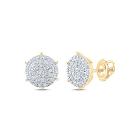 Radiant Brilliance 10kt Yellow Gold Womens Round Diamond Cluster Earrings product  Top View from Splendid Jewellery