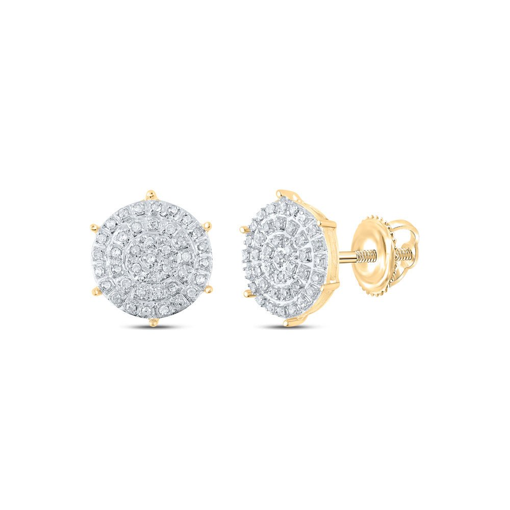 Earrings | 10kt Yellow Gold Womens Round Diamond Cluster Earrings 1/5 Cttw | Splendid Jewellery GND