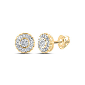 Captivating Brilliance: 10kt Yellow Gold Womens Round Diamond Cluster Earrings product  Top View from Splendid Jewellery